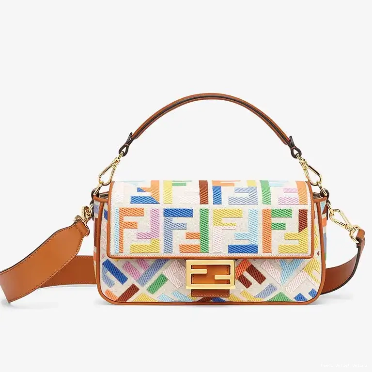 In Medium Bag Canvas Fendi FF Multicolor Baguette Motif 0504